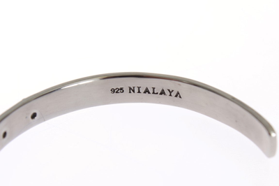 Shop Nialaya Black Crystal 925 Silver Bangle Women's Bracelet