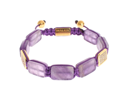 Shop Nialaya Cz Amethyst 18k Gold 925 Women's Bracelet In Purple