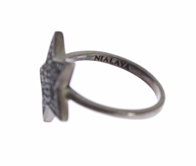 Shop Nialaya Exquisite Sterling Silver Cz Crystal Women's Ring In Black