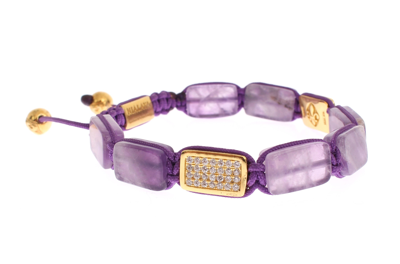 Shop Nialaya Cz Amethyst 18k Gold 925 Women's Bracelet In Purple