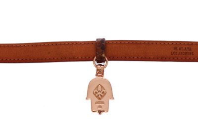 Shop Nialaya Cz Hamsa Eye 18k Gold 925 Silver Men's Bracelet In Brown