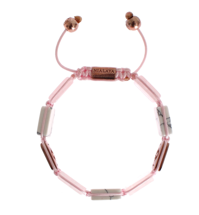 Shop Nialaya Cz Quartz Howlite Rose Gold 925 Women's Bracelet In Pink