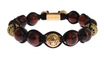 Shop Nialaya Cz Red Tigers Eye Gold 925 Silver Women's Bracelet