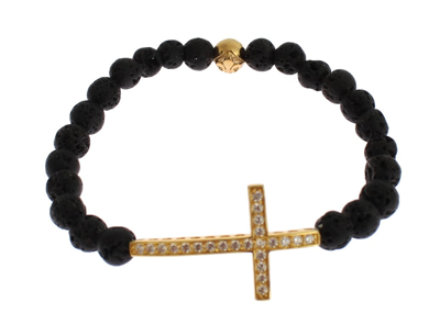 Shop Nialaya Elegant Gold &amp; Black Lava Stone Women's Bracelet