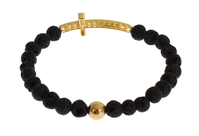 Shop Nialaya Elegant Gold &amp; Black Lava Stone Women's Bracelet