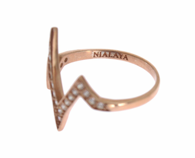 Shop Nialaya Pink Gold 925 Silver Womens Clear Ring