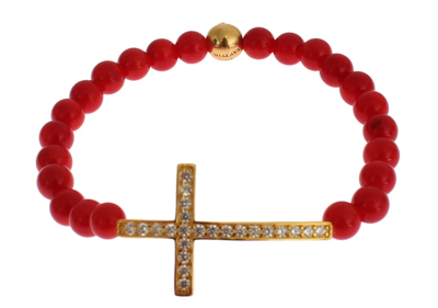 Shop Nialaya Elegant Gold And Red Coral Beaded Women's Bracelet