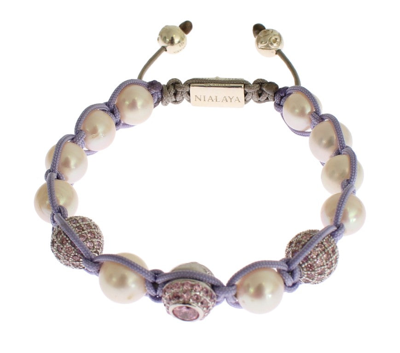 Shop Nialaya Purple Cz Pearl 925 Silver Women's Bracelet