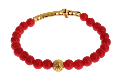 Shop Nialaya Elegant Gold And Red Coral Beaded Women's Bracelet