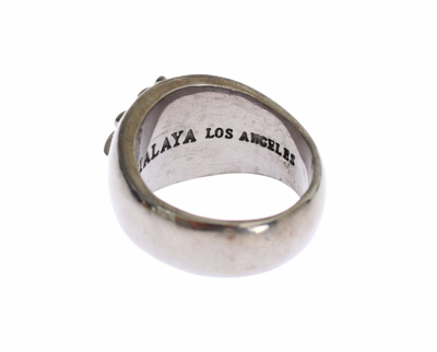 Shop Nialaya Sterling Silver Rhodium Men's Statement Men's Ring In Gray