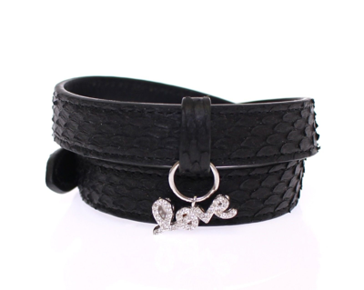 Shop Nialaya Exquisite Black Snakeskin Silver Men's Bracelet