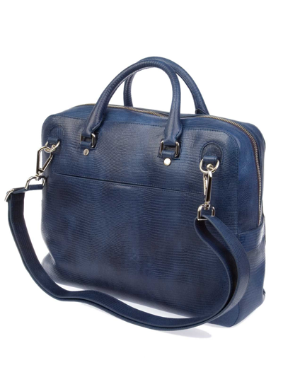 Shop Orciani Men's Blue Leather Briefcase