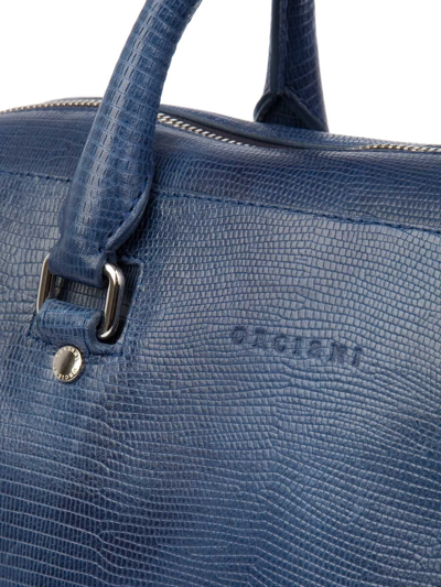 Shop Orciani Men's Blue Leather Briefcase