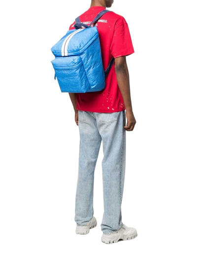 Shop Palm Angels Men's Light Blue Polyamide Backpack