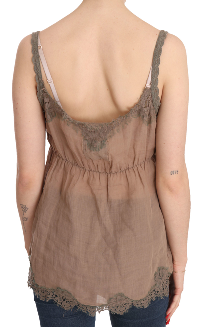 Shop Pink Memories Brown Lace Spaghetti Strap Plunging Top Women's Blouse