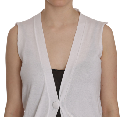 Shop Pink Memories Elegant Sleeveless Cotton Vest In Pristine Women's White
