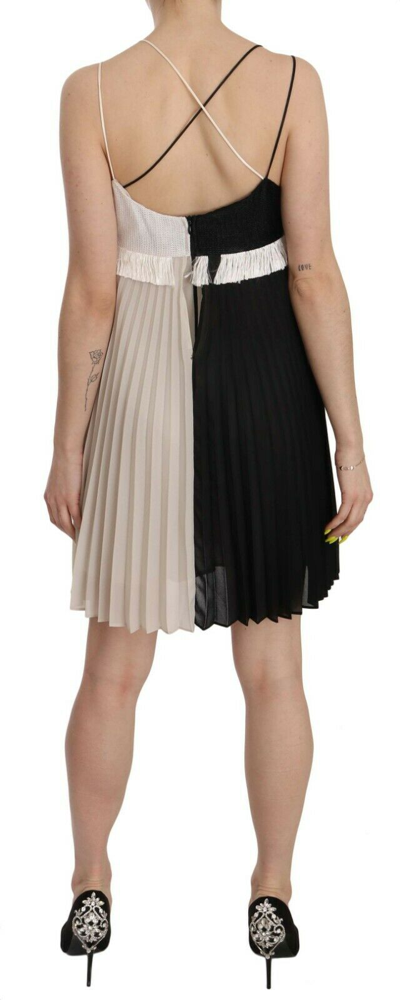 Shop Pinko Black And White Mini Sleeve Less A-line Princess Women's Dress In Black/white