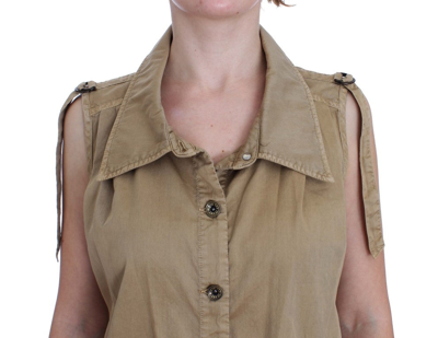 Shop Plein Sud Beige Cotton Sleeveless Women's Shirt