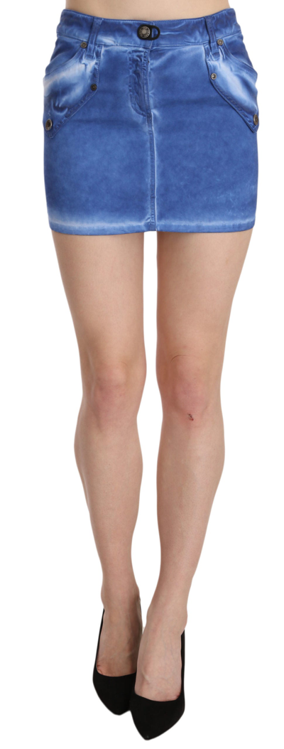 Shop Plein Sud Blue Cotton Stretch Casual Mini Women's Skirt