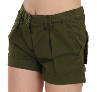 Shop Plein Sud Green Mid Waist 100% Cotton Mini Women's Shorts