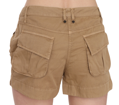 Shop Plein Sud Brown Mid Waist 100% Cotton Mini Women's Shorts