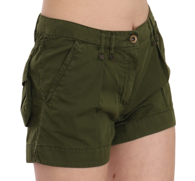 Shop Plein Sud Green Mid Waist 100% Cotton Mini Women's Shorts