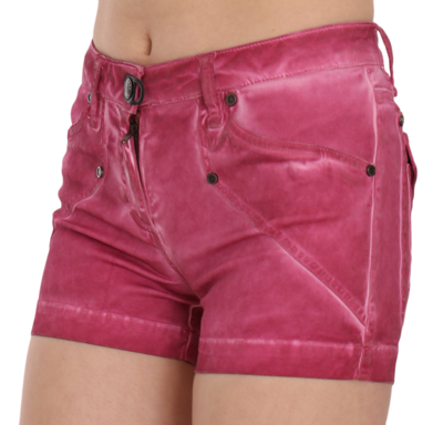 Shop Plein Sud Pink Mid Waist Cotton Mini Denim Women's Shorts