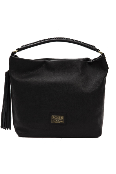 Shop Pompei Donatella Black Leather Shoulder Women's Bag