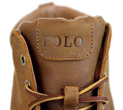 Shop Polo Ralph Lauren Men's Tedd Leather High Top Sneaker With Logo In Dark Brown