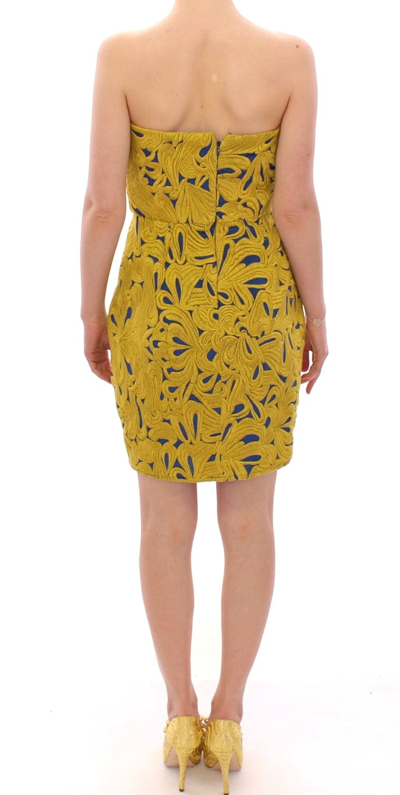 Shop Sachin & Babi Blue Yellow Strapless Bubble Mini Shift Women's Dress