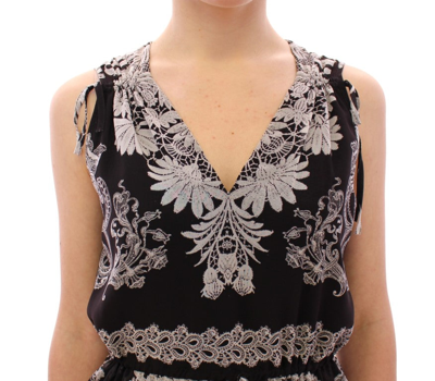 Shop Sachin & Babi Black Silk Floral Pattern Shift Coctail Women's Dress In Black/white