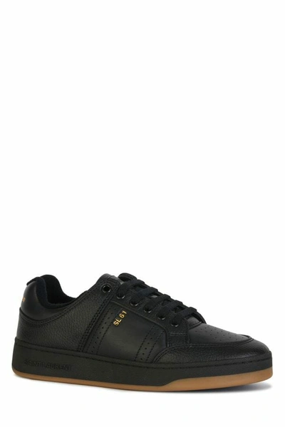 Shop Saint Laurent Black Calf Leather Low Top Men's Sneakers