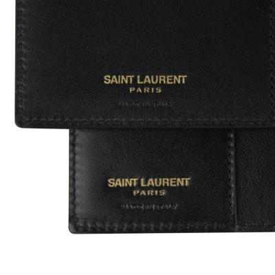 Shop Saint Laurent Men's Black / Brown Supreme Canvas Leather Wallet With Slip Pocket Holder