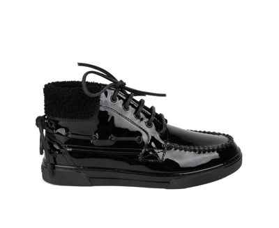 Shop Saint Laurent Men's Black Patent Leather Hi Top Sneakers (40 Eu / 7 Us)