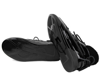 Shop Saint Laurent Men's Black Patent Leather Hi Top Sneakers (40 Eu / 7 Us)