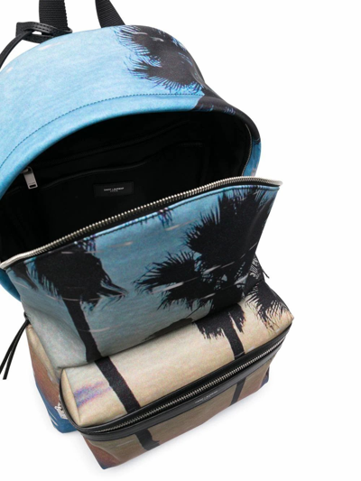 Shop Saint Laurent Men's Light Blue Polyester Backpack