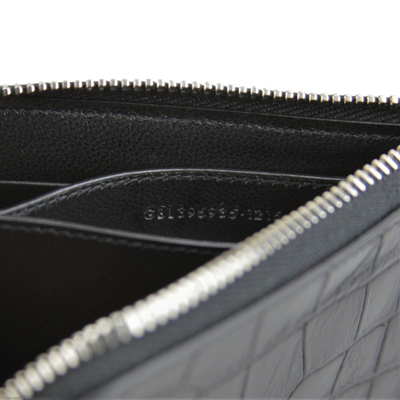 Shop Saint Laurent Men's Imprint Black Leather Crocodile Card Case