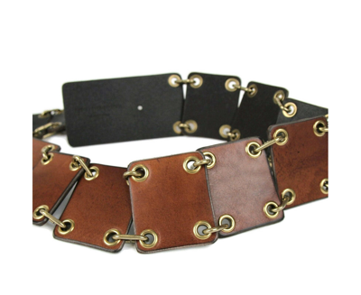 Shop Saint Laurent Men's Rustic Brown Leather Eyelet Chain Buckle Belt