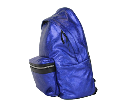 Shop Saint Laurent Unisex Blue Shining Leather Hunting Backpack 435988 4509