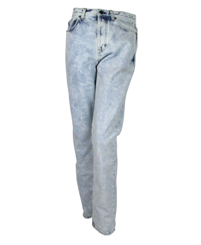 Shop Saint Laurent Women's Blue Cotton Snow Wash Denim Jeans (29 Us)