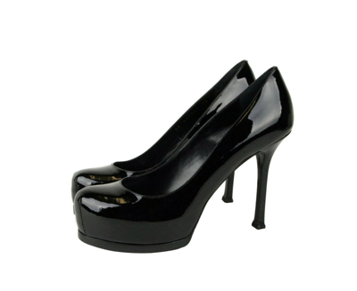 Shop Saint Laurent Women's Black Patent Leather Tribtoo 80 Platform Pump 209947 1000