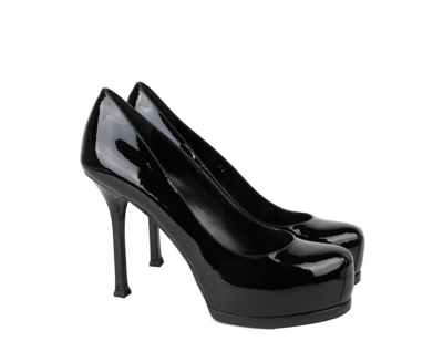 Shop Saint Laurent Women's Black Patent Leather Tribtoo 80 Platform Pump 209947 1000