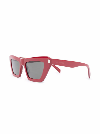 Shop Saint Laurent Women's Red Acetate Sunglasses