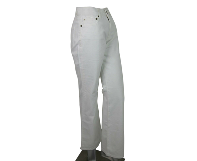 Shop Saint Laurent Women's White Denim Flare Cropped Jeans (29 Dm)