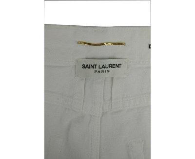 Shop Saint Laurent Women's White Denim Flare Cropped Jeans (29 Dm)