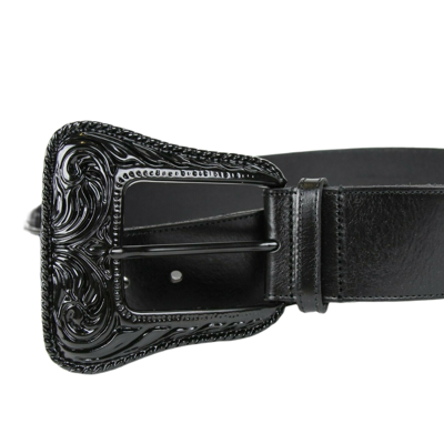 Shop Saint Laurent Ysl Women's Black Leather Corset Western Belt 85/34