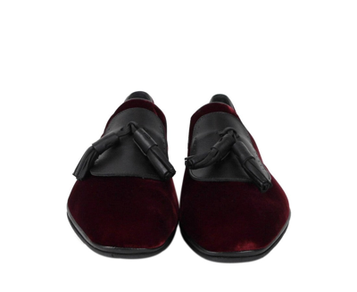 Shop Ferragamo Salvatore  Men's Finnegan Dark Red Velvet Tassel Loafer 656327 (10 M)