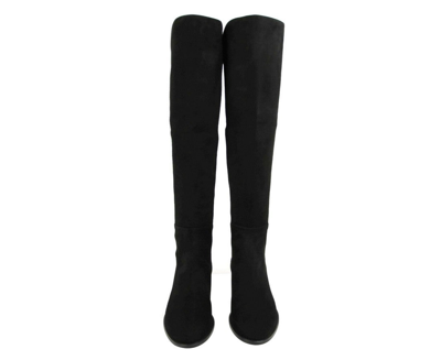 Shop Stuart Weitzman Women's Black Mainline Suede Hidden Wedge Knee-high Boot