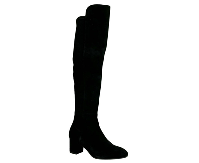 Stuart Weitzman Women's Black Suede With Elastic Back Heel Knee High Boot In Black