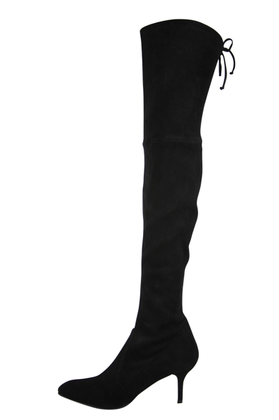 Shop Stuart Weitzman Women's Black Suede Solid Tiemodel Over-the-knee Boot